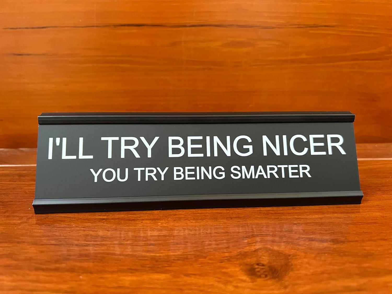 I'll Try Being Nicer Funny Office Desk Sign, Sarcastic Snarky Gift Prank Humor Naughty Sign for Coworker Colleague Intern Mentor Leader Manager Boss Staff — image 4