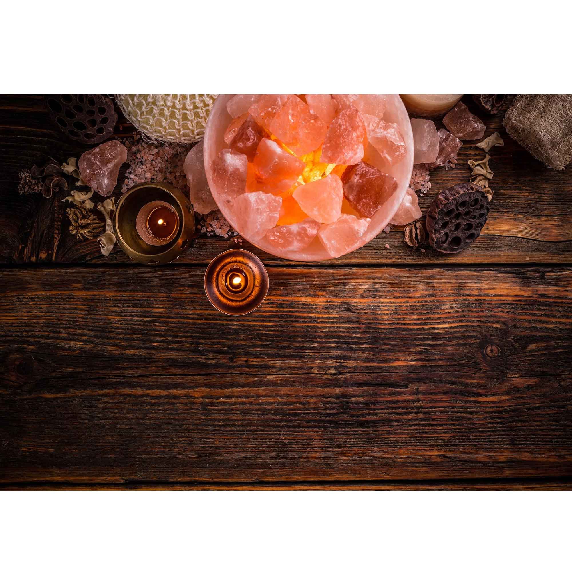 Orku Fire Bowl Himalayan Pink Salt Lamp - Hand Carved Rocks Night Light — image 3