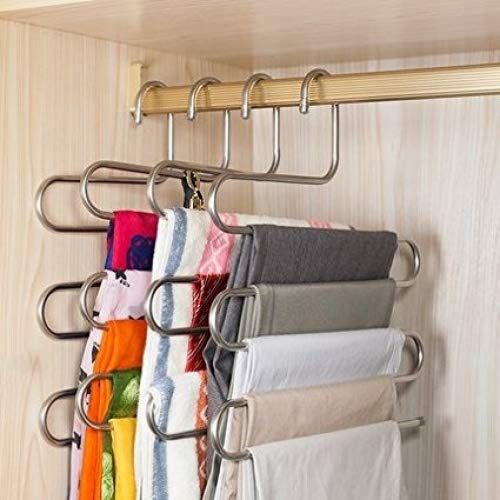 Trousers Rack Closet Hangers Stainless Steel S-Type Pants Hangers Multi Layer Space Saver Storage Rack — image 5