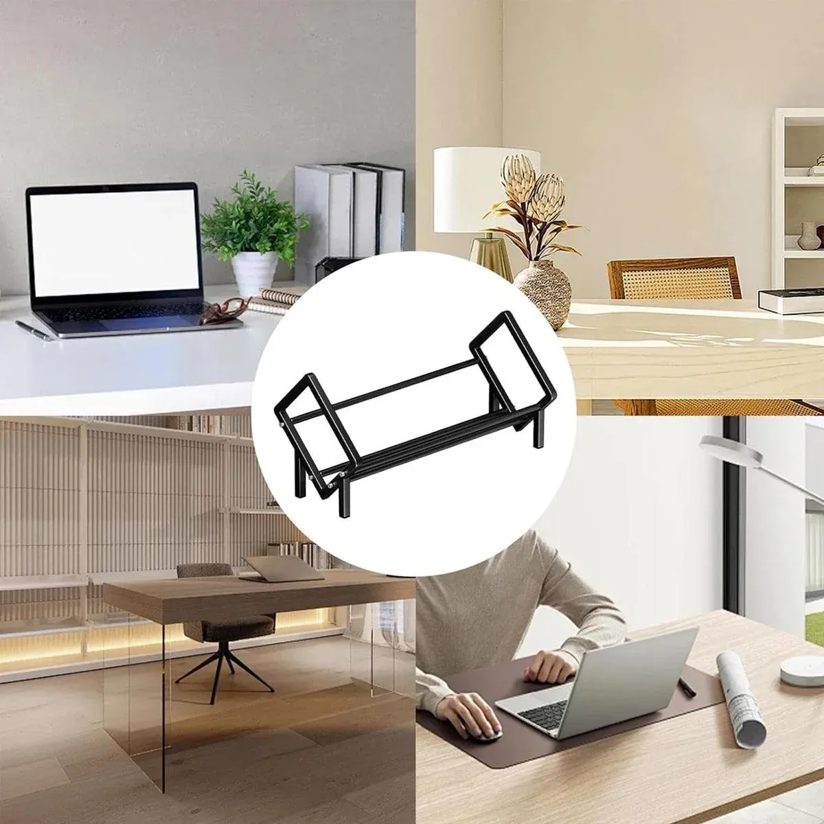 Simple Desktop Stainless Steel Bookcase Storage Organizer Shelf for Office — image 4