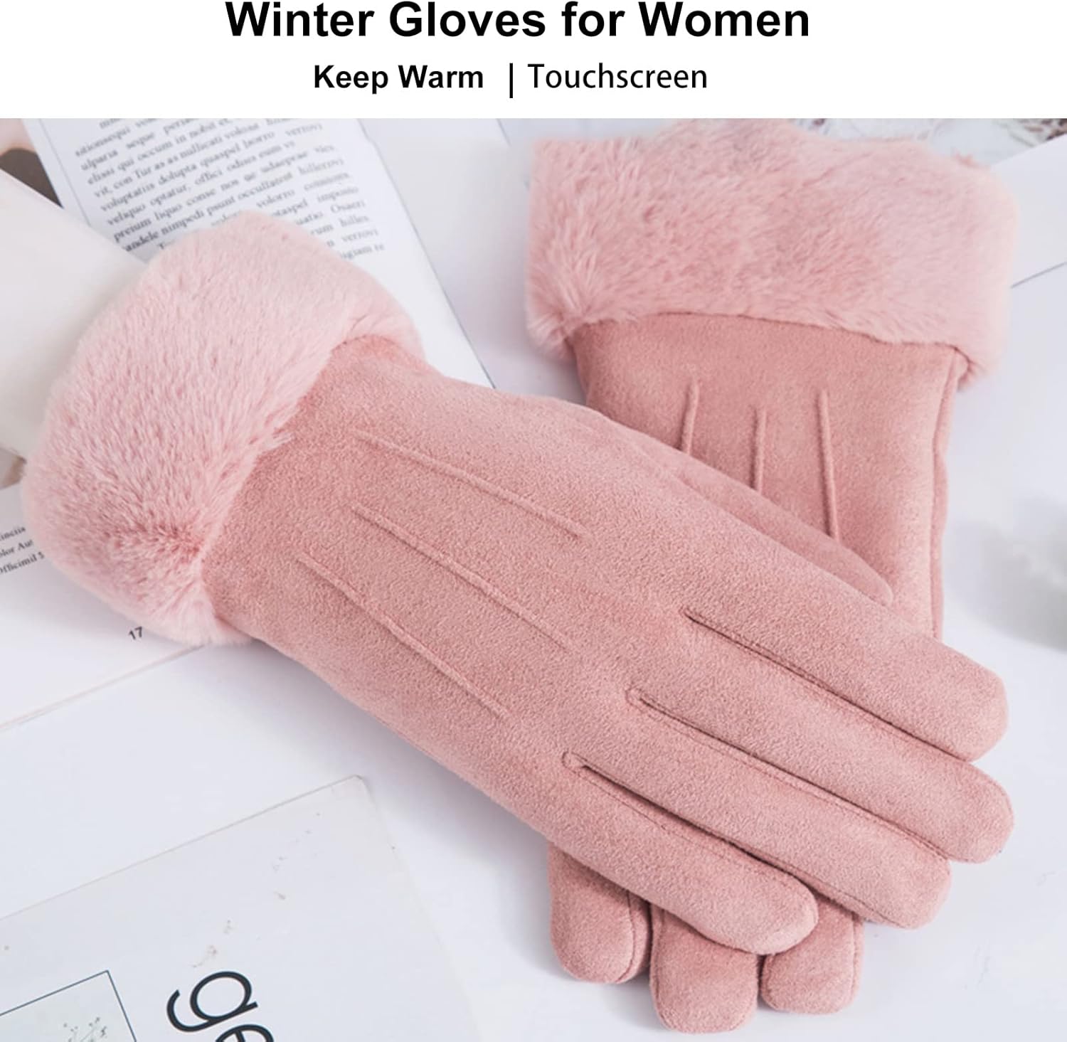 Winter Touch Screen with Soft Velvet Lining, Stylish Faux Suede Leather & Polyester Design for Women โ image 4