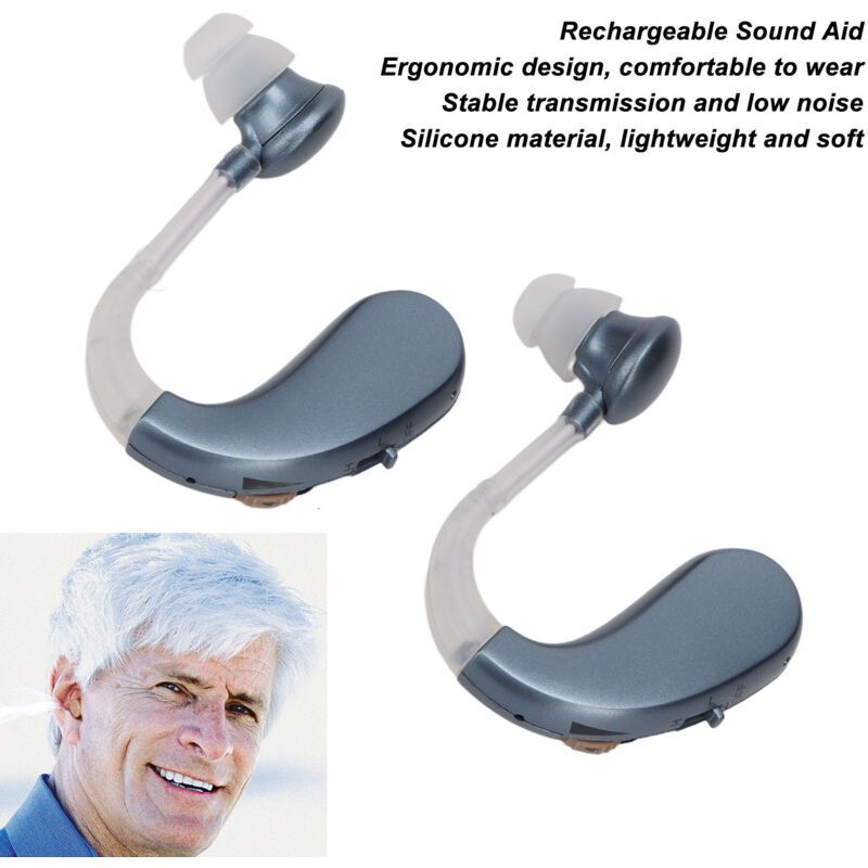 1 Pair Rechargeable Sound Aid Headphones Low Noise Hearing Aid Built-in Battery 450-3400HZ Blue โ image 2