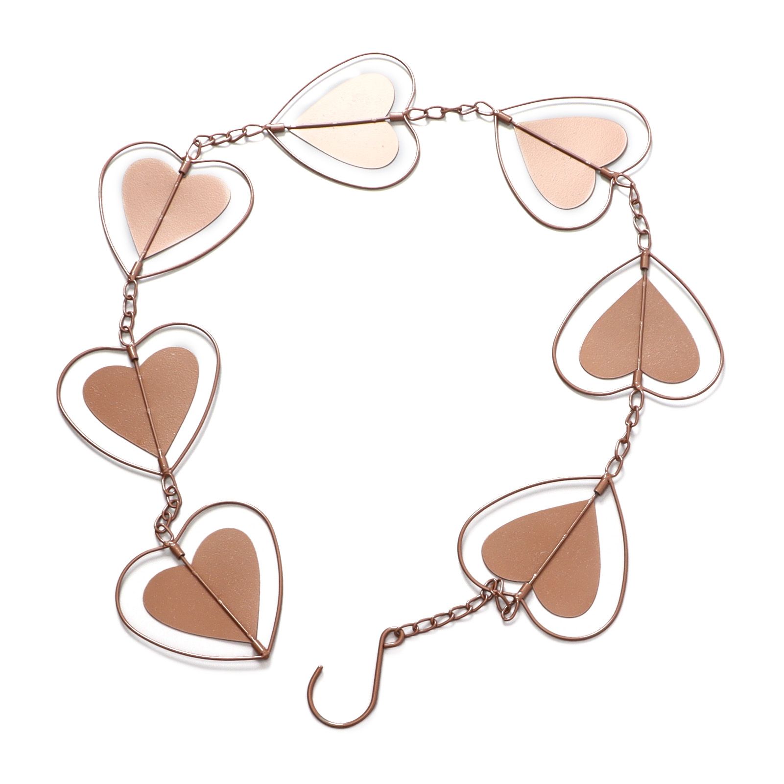Metal Rain Chain Drainage Function Decorative Heart Shape Wind Chime with Hook for Balcony Patio Corridor — image 5