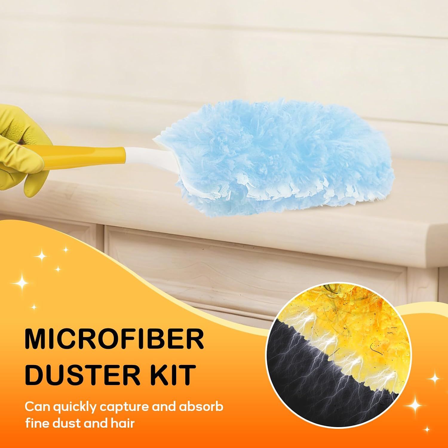 30 Pack Disposable Duster Refills Compatible with Swiffer Dusters, Multi-Surface 360-Degree Cleaning Heads for Fans, Blinds and Furniture, Blue — image 5