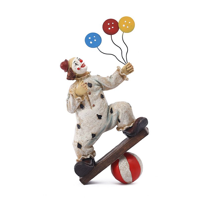 Creative Clown Circus Statues,Interesting Home Decor Resin Sculpture,Handmade Crafts Collectible Art Figures Decor Ornament