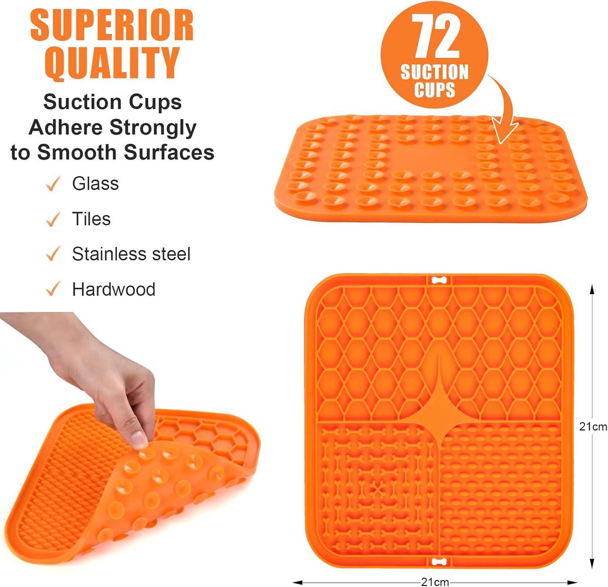 2-Pack Dog Lick Mats with Suction Cups - BPA-Free Slow Feeder Dog Lick Mats - Comes with 1 silicone scraper - Extra strong suction cups - Suitable — image 3
