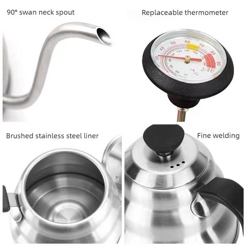 Gooseneck Kettle with Thermometer - 1.2L Pour Over Coffee & Tea Kettle,Stainless Steel Gooseneck Kettle Pot, Precision Pour Drip Spout, Suitable for — image 6