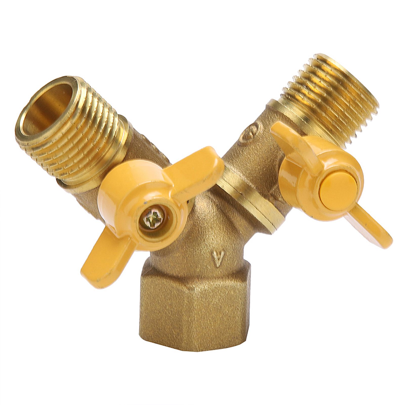 G1/2 Brass Garden Irrigation 2 Way Double Tap Hose Adapter Dual Faucet Connector — image 3