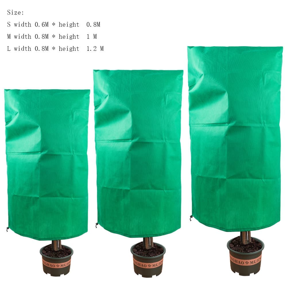 3-Pack Reusable Winter Plant Protection Covers with Drawstring for Outdoor Plants Fruit Trees Potted Plants, 80x120cm, Green — image 2