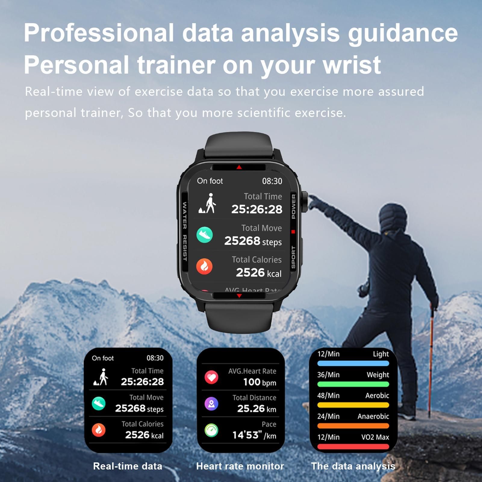 Smart Watch 1.85 inch Square Screen IP67 45*39mm 1pc (Black) โ image 6