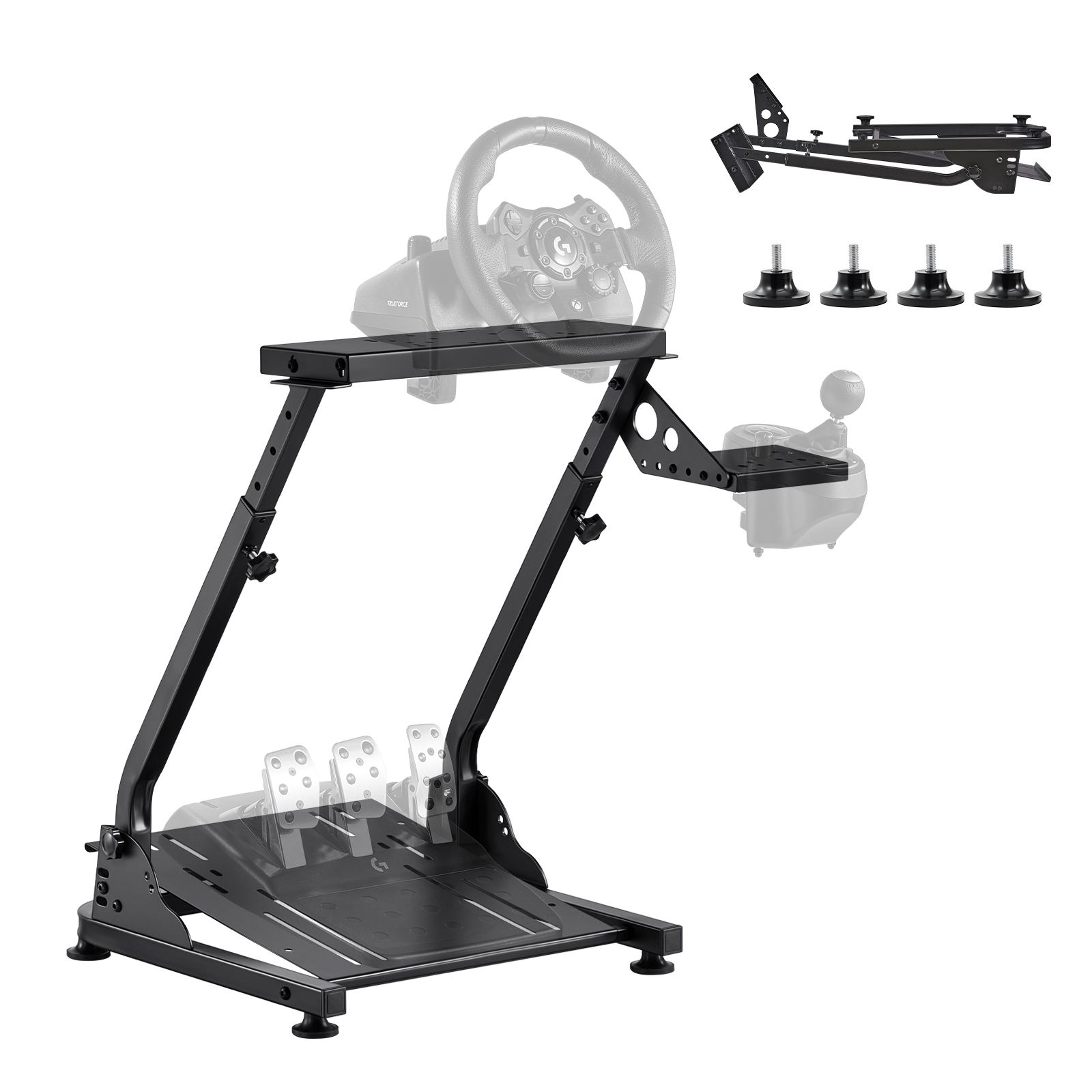Racing Wheel Stand, Adjustable & Foldable Simulator Stand for Logitech G29 G27 G920 G923, Thrustmaster T300RS T300GT T248 TS-PC TSXW Gaming Cockpit,Pedals