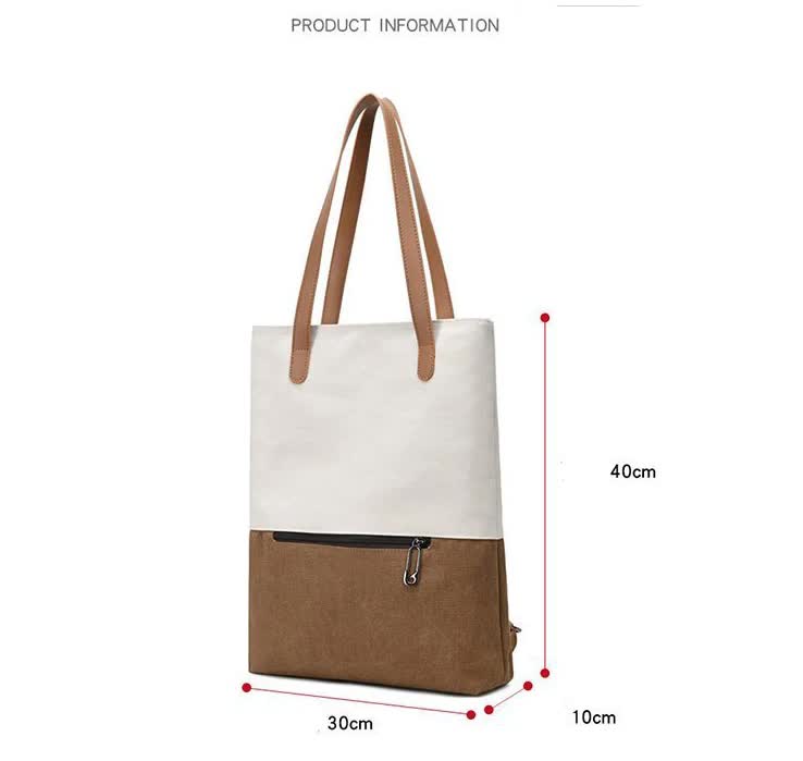 Purple And Brown Canvas Tote Bag for Women - Multi-Use Shoulder Handbag & Backpack, Large Capacity, 30x10x40cm — image 6