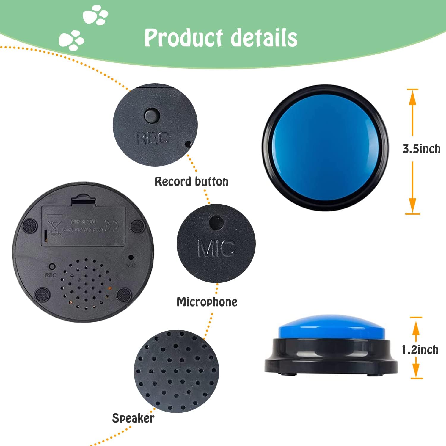 Voice Recording Button for Communication Pet Training Buzzer,30 Second Record&Playback Dog Toy,Voice Recording Clicker for Cat,Puppy,Pet Trainin,Funny Gift for — image 4