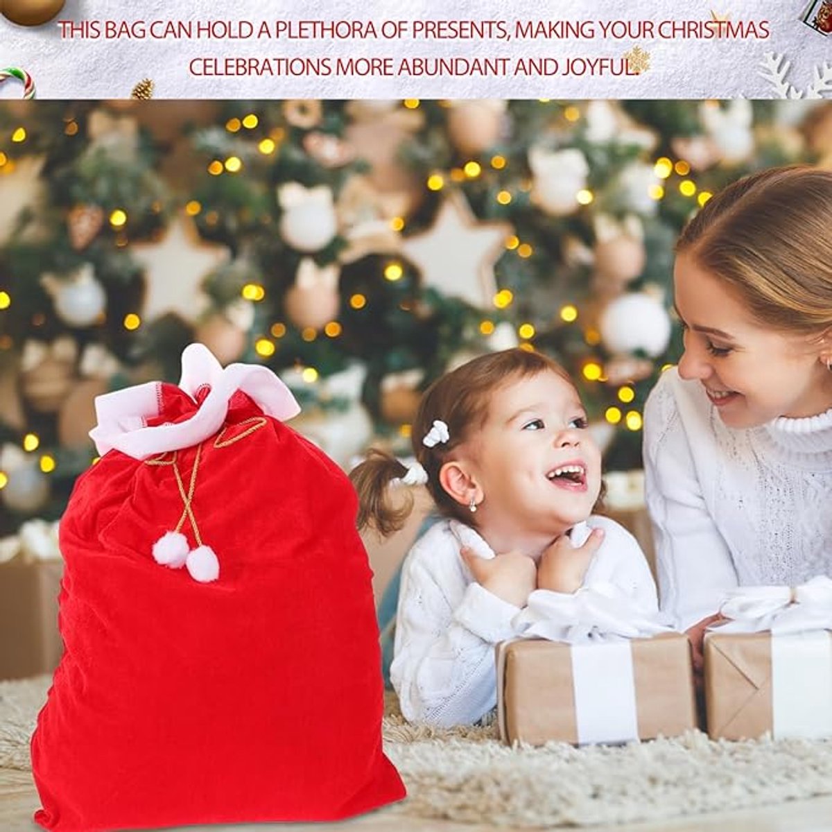 Gift Bags - Santa Claus Gift Bags - Extra Large Gift Bags - Red Christmas Wrapping Bags - For storing holiday gifts, sweets and surprises โ image 3