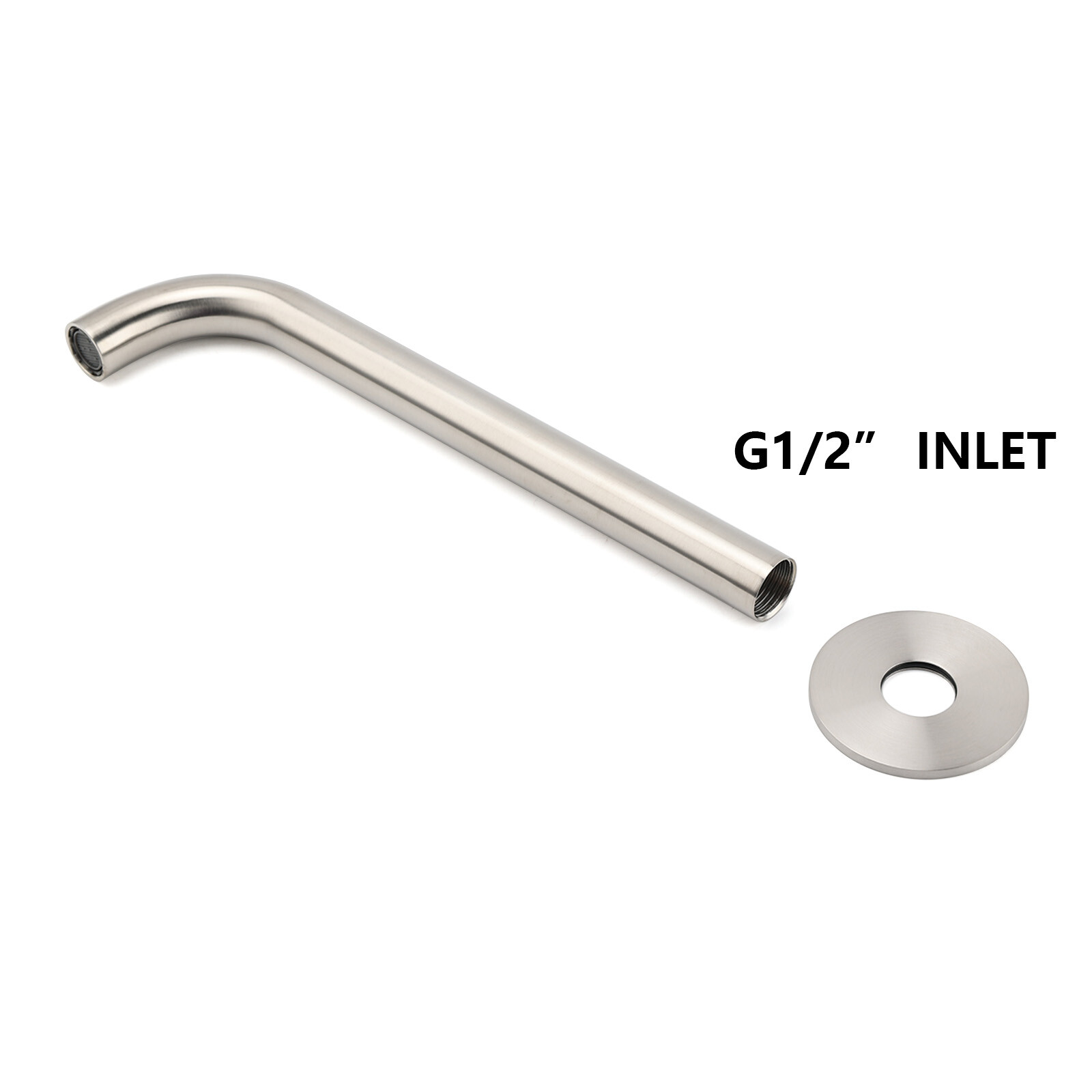 Brushed Nickel Round 250mm Long Spout Bath Tub Wall Mounted Water Filler Outlet — image 5