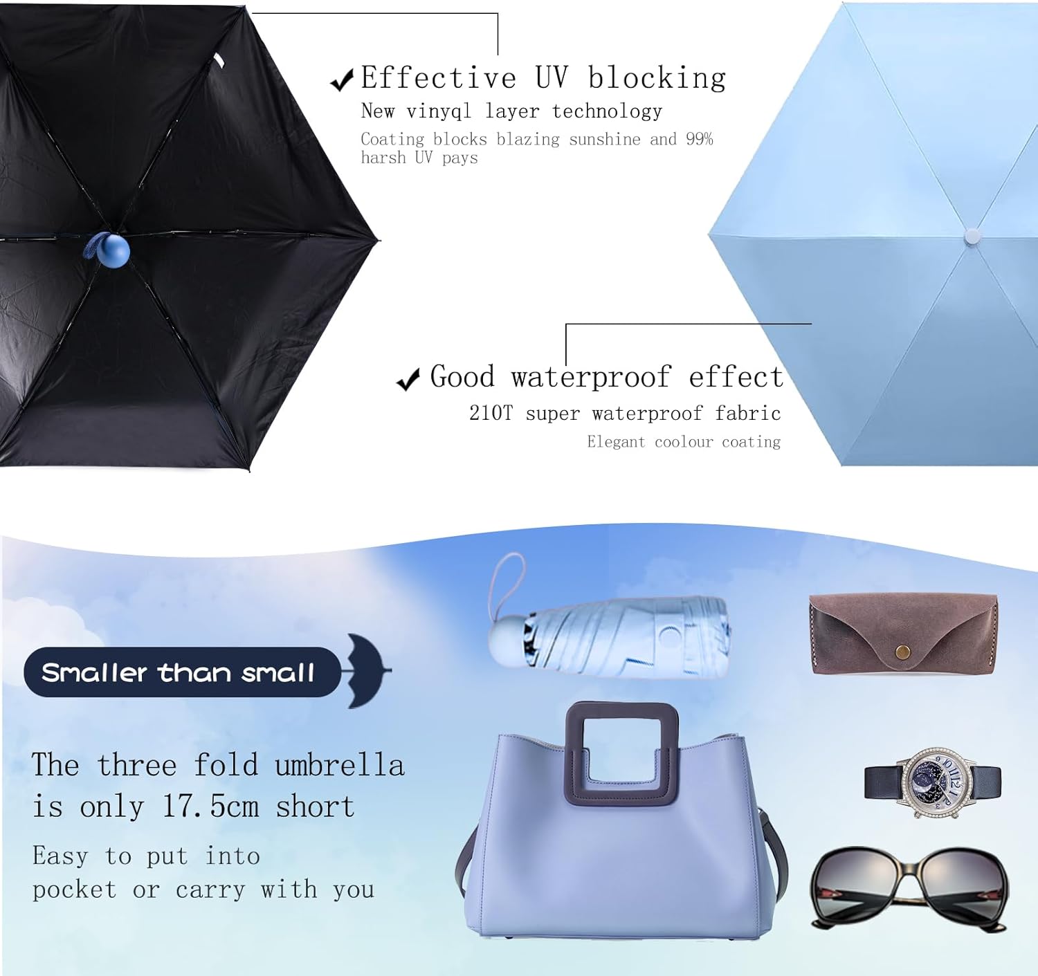 Travel Compact Rain Umbrella Lightweight Portable Folding Umbrella for Car Backpack Purse Men Women โ image 3