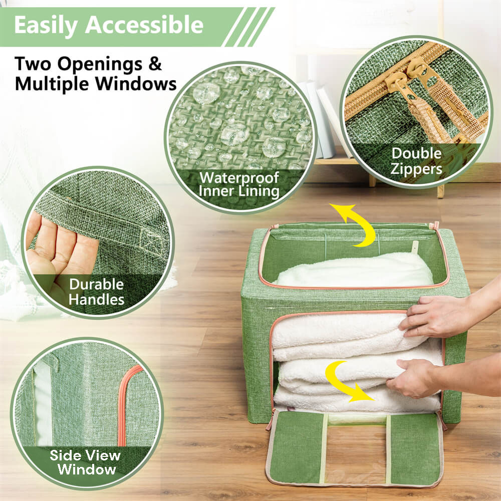 24L Cloth Storage Box Closet Organizer Storage Bags Clothes Storage Bags Wardrobe Organizer Idea GREEN — image 3