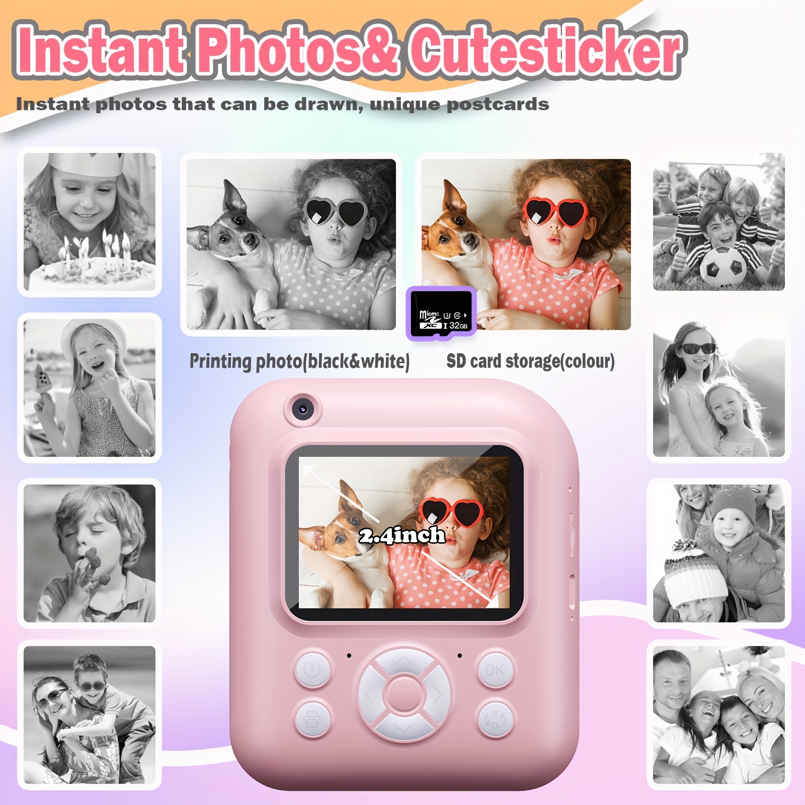 (PINK)Instant-Fun Camera: HD Photos, Filter Effects, Time-lapse Selfies, Built-in Games & Music, All-in-One Fun with Type-C Fast Charging — image 6