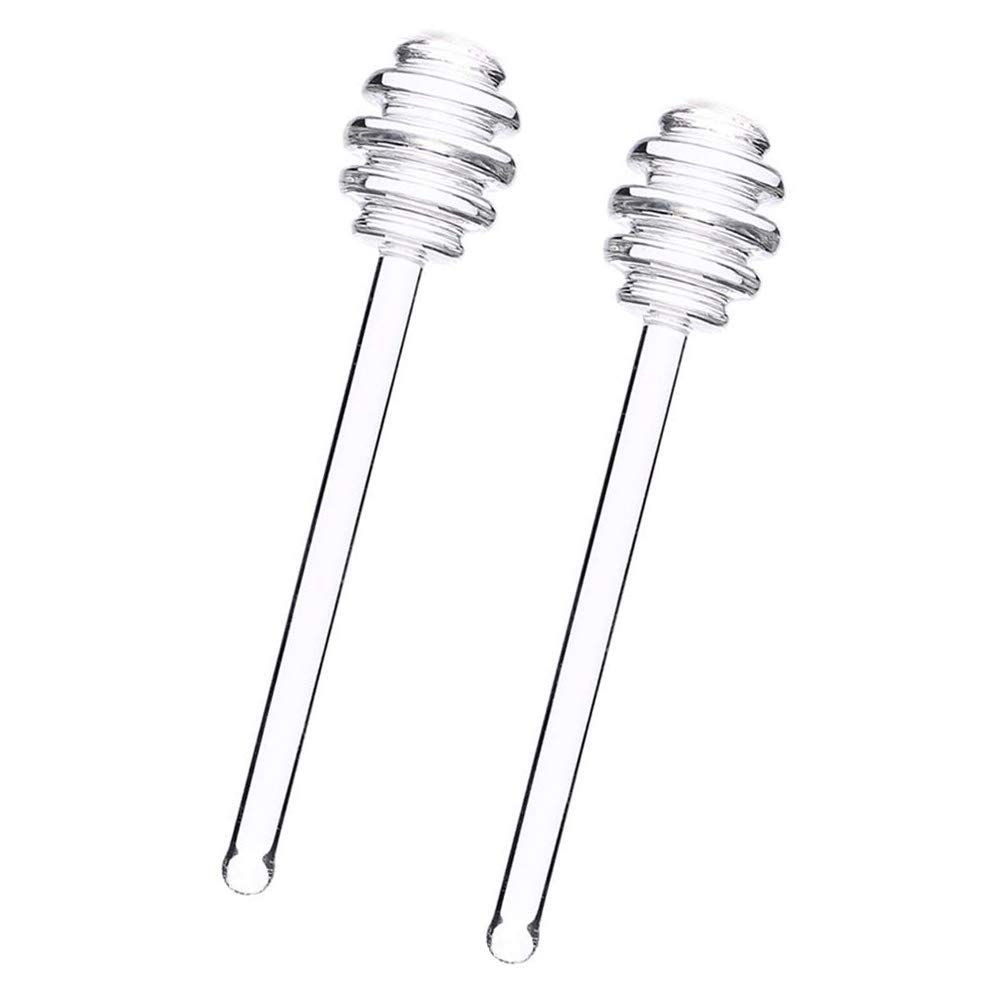2Pcs 6" Glass Honey Dipper Sticks Stirring Sticks Server Honey Spoon Dipper Stirrer Honey Wand for Honey Pot, Clear