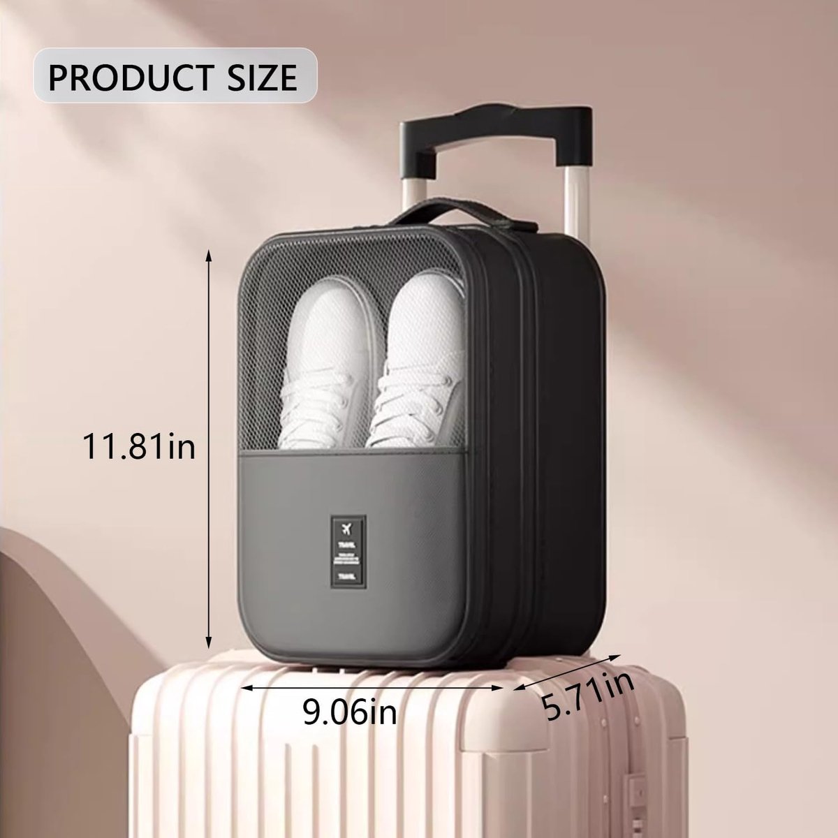 2 shoe storage bags - for travel and daily organization - suitable for 3 pairs of shoes - portable and compact shoe organizer for luggage (black) — image 2