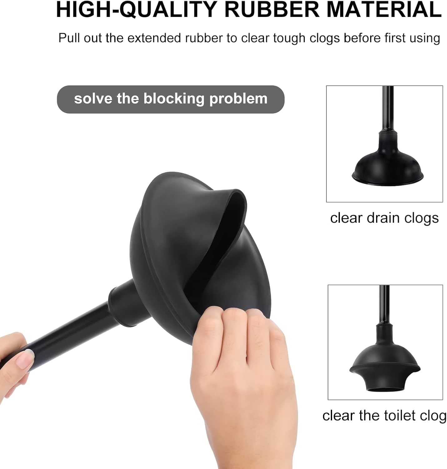 Toilet Brush and Plunger Set with Semi-Hidden Holder, Heavy-Duty Bowl Brush and Toilet Plunger for Deep Bathroom Cleaning, Black โ image 3