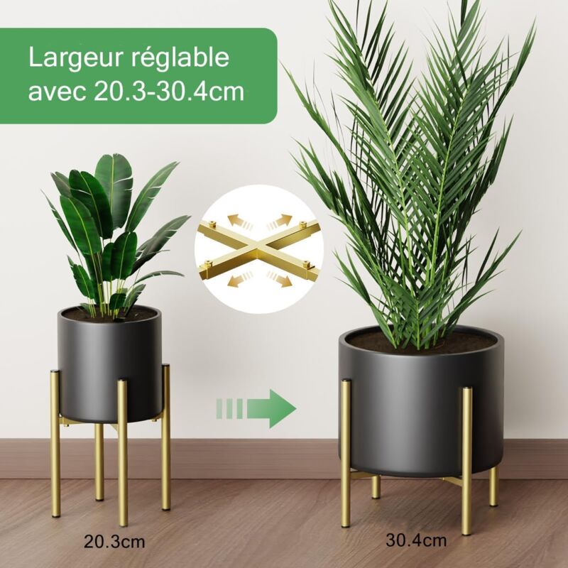 Plant Stand, Simple Style Metal Plant Shelf, Indoor And Outdoor Flower Pot Holder Adjustable Width For 20-30Cm Pots — image 2