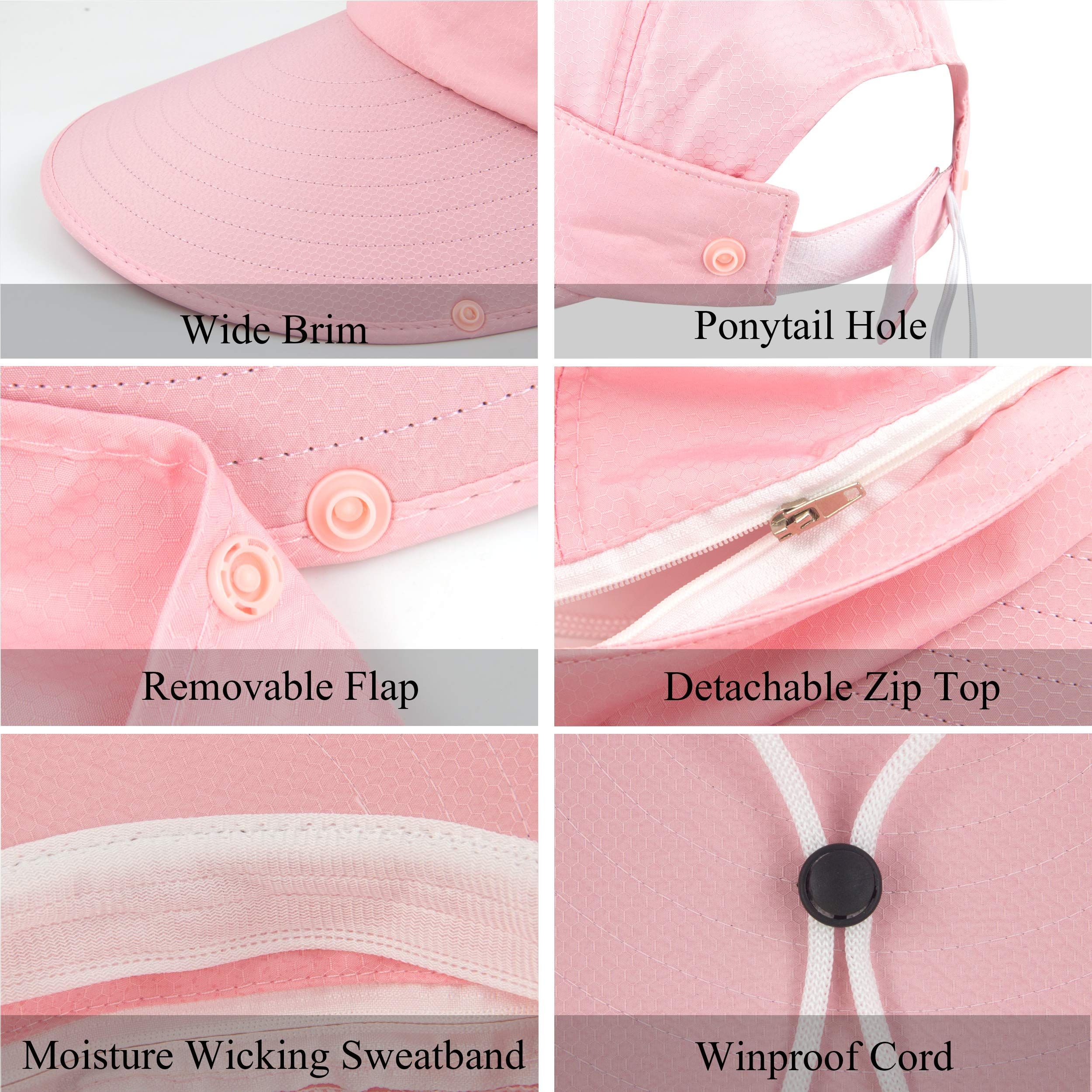 Sun Hats for Women Wide Brim UV Protection Visor UPF 50+ Fishing Hats Foldable Ponytail Summer Hat with Detachable Flap — image 2