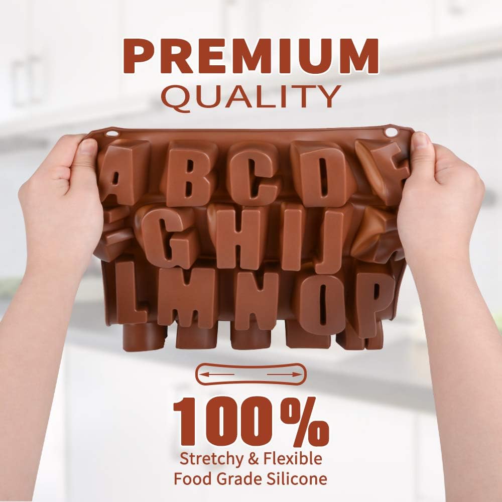 26 Cavities Large Letter Molds Silicone Alphabet Mold for Crayon, Resin, Chocolate, Candy, Wax, Cake Baking Decor (1) โ image 5