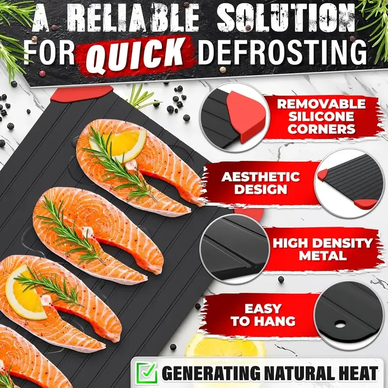 Aviation Aluminum Defrosting Plate | Rapid Physical Heat Conduction Defrosting, Non-Stick & Easy to Clean with Hanging Hole, Kitchen Time-Saving — image 2