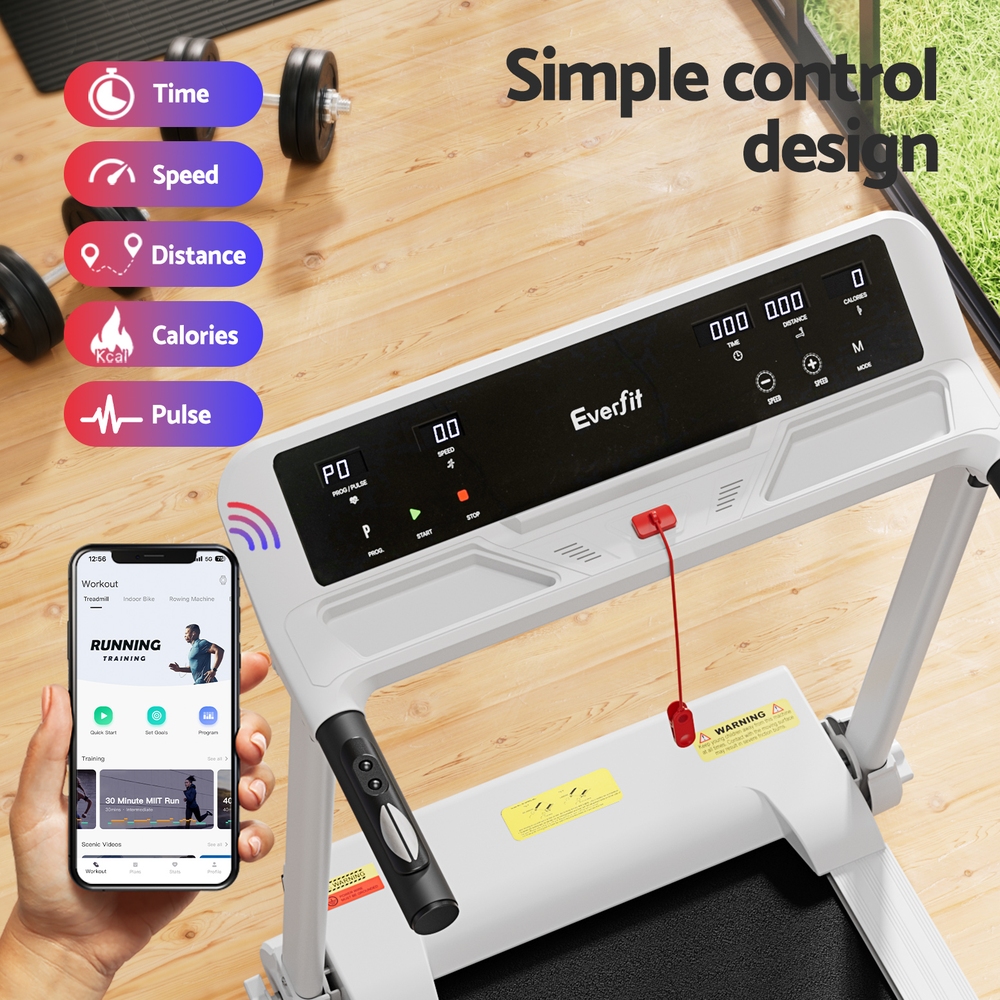 Everfit Treadmill Electric Home Gym Fitness Exercise Knob Foldable 450mm White โ image 5