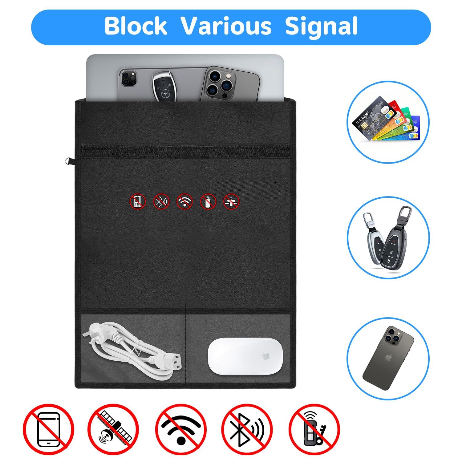 RFID Signal Blocking Bag Shielding Cage Pouch Wallet Case for Cell Phone Privacy Protection, Anti-Spying Pouch (Large) — image 4