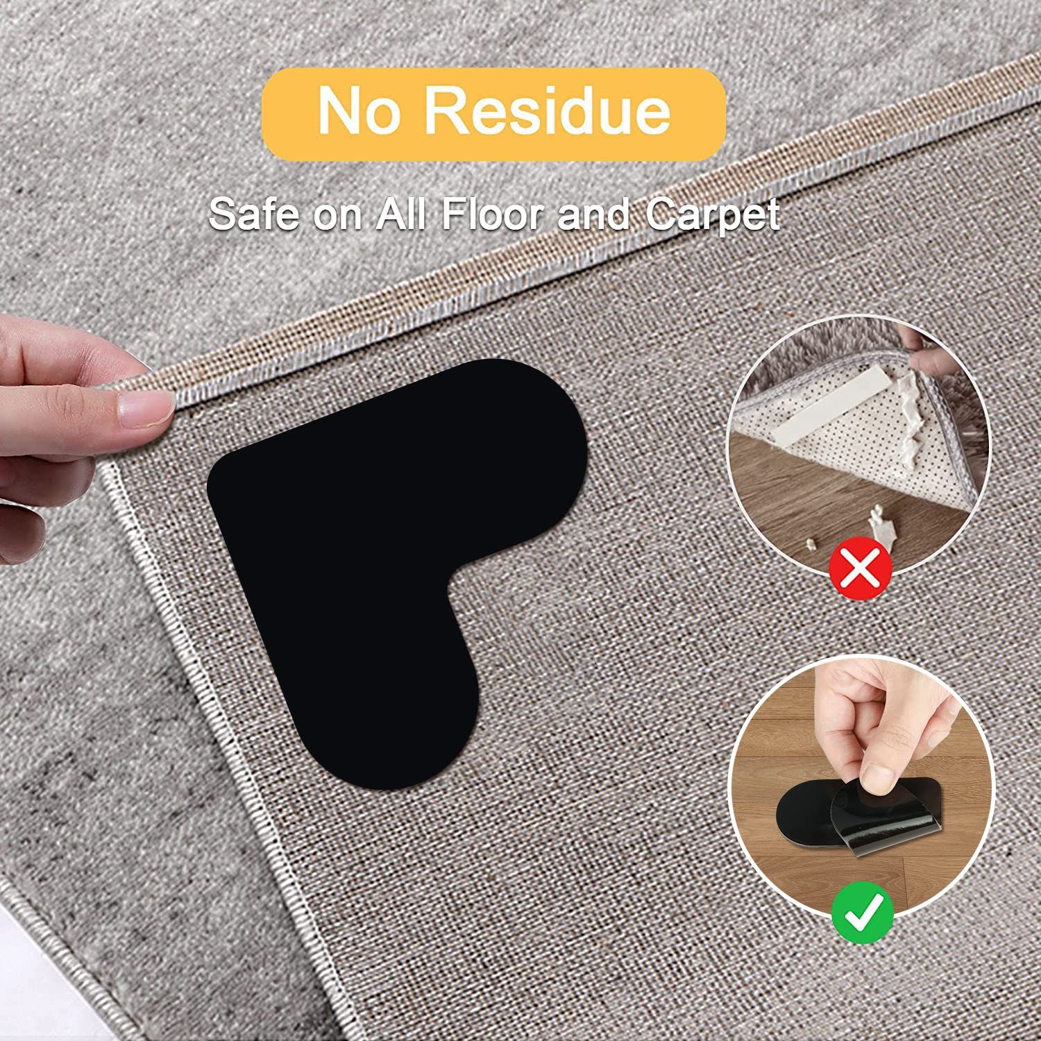 [12 Pack] Rug Pad Gripper, Double Sided Non-Slip Rug Pads Rug Tape Stickers Washable Area Rug Pad Carpet Tape Corner — image 2