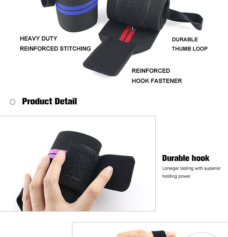 1Pc Adjustable Wrist Wraps for Weightlifting, Gym Training Wrist Support Straps for Men & Women, Fitness Strength Training Accessories - Red Striped โ image 5