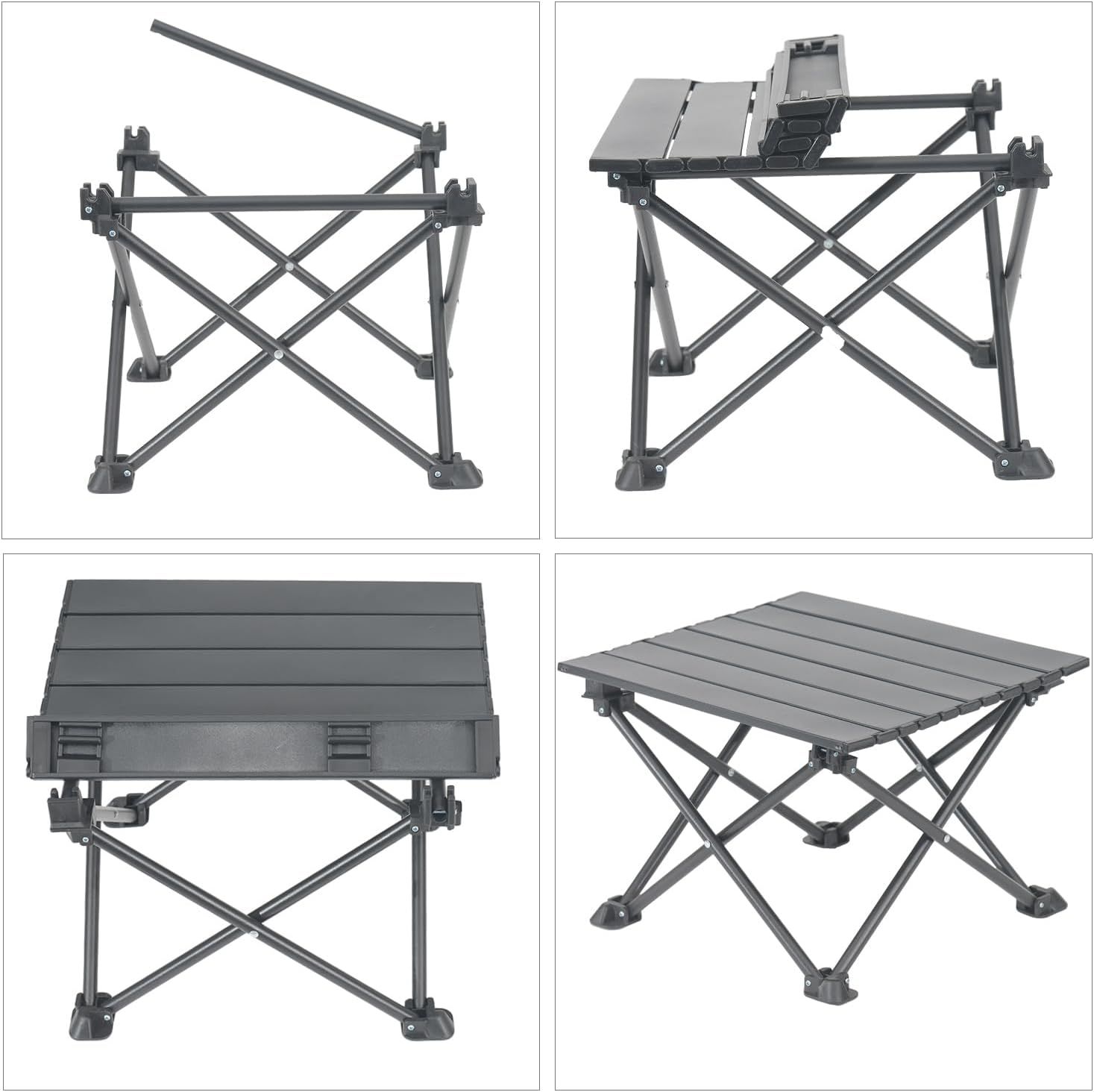 Roll-Up Camping Table, 4-Person Lightweight Portable Outdoor Table with Carry Bag for Picnics BBQ Travel (15.7”x13.7”x11” Black) — image 4