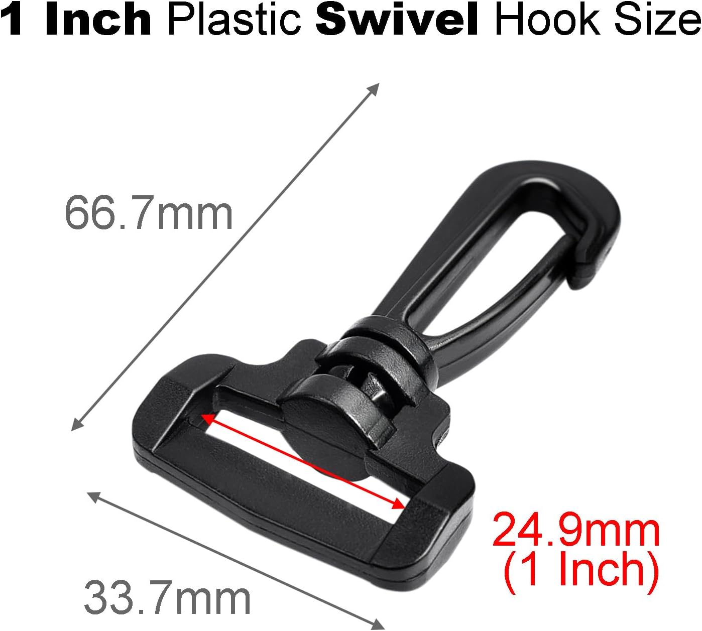 CooBigo 12PCS Plastic Swivel Snap Hook Clips for Purse,1 Inch Rotary Clasp Purse Strap Hardware for Bag Making Nylon Webbing Hook Backpack Strap Clip Lanyard — image 2