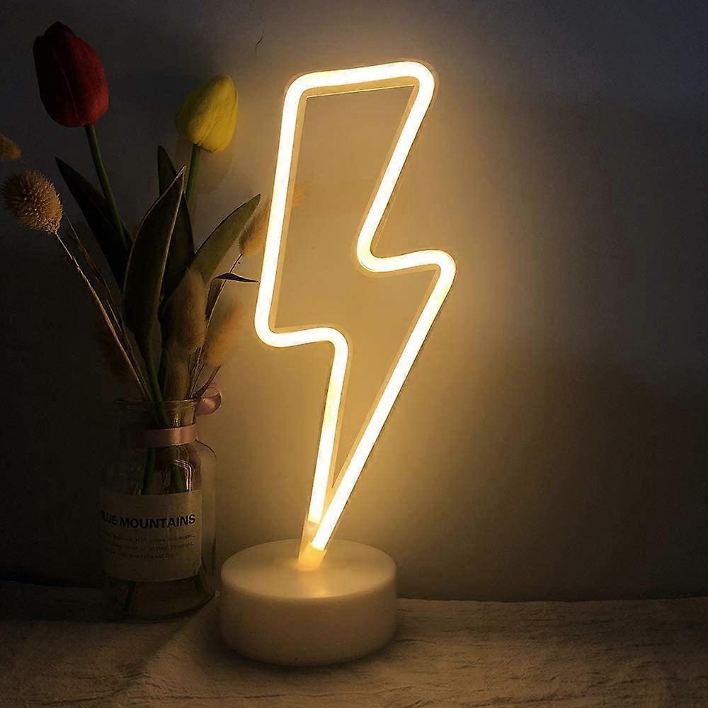 Led Lightning Bolt Neon Light Signs, Warm White Lightning Bolt Shape babies Night Light Wall Sign Light Battery Operated