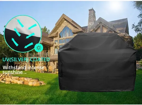 Heavy Duty Waterproof 210D Gas Grill Cover with Drawstring and UV Protection for Outdoor BBQ Grills, Black, 191 cm — image 4