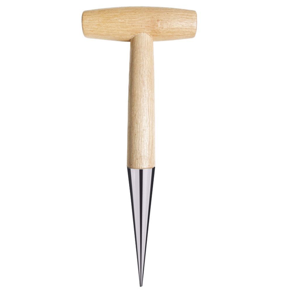 2 pack Hand Dibber Garden Tool, Seed Planter Tool with Wood Handle for Sowing Seed - Seed Dispenser for Planting chrome plating Garden Dibber, Transplanting