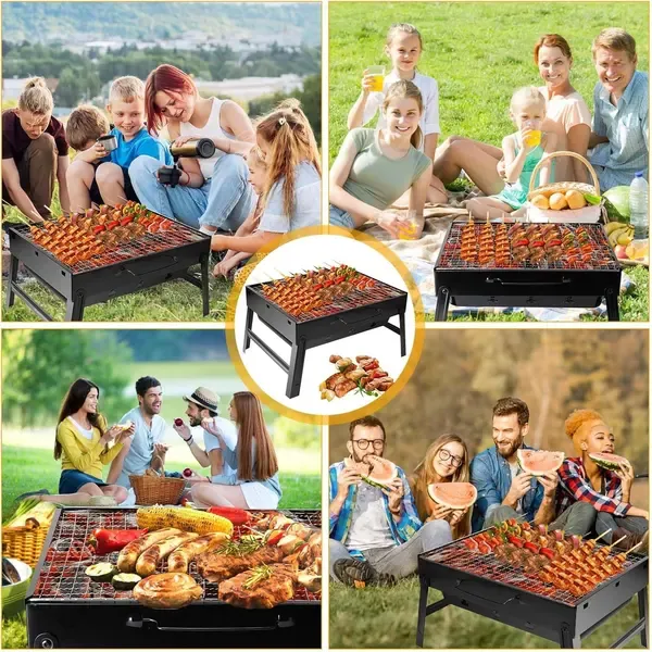 1 Piece Foldable Charcoal Grill, Stainless Steel Tabletop BBQ for Camping, Picnics, Gardens and Travel, Black, 35 × 17 × 23 cm — image 5