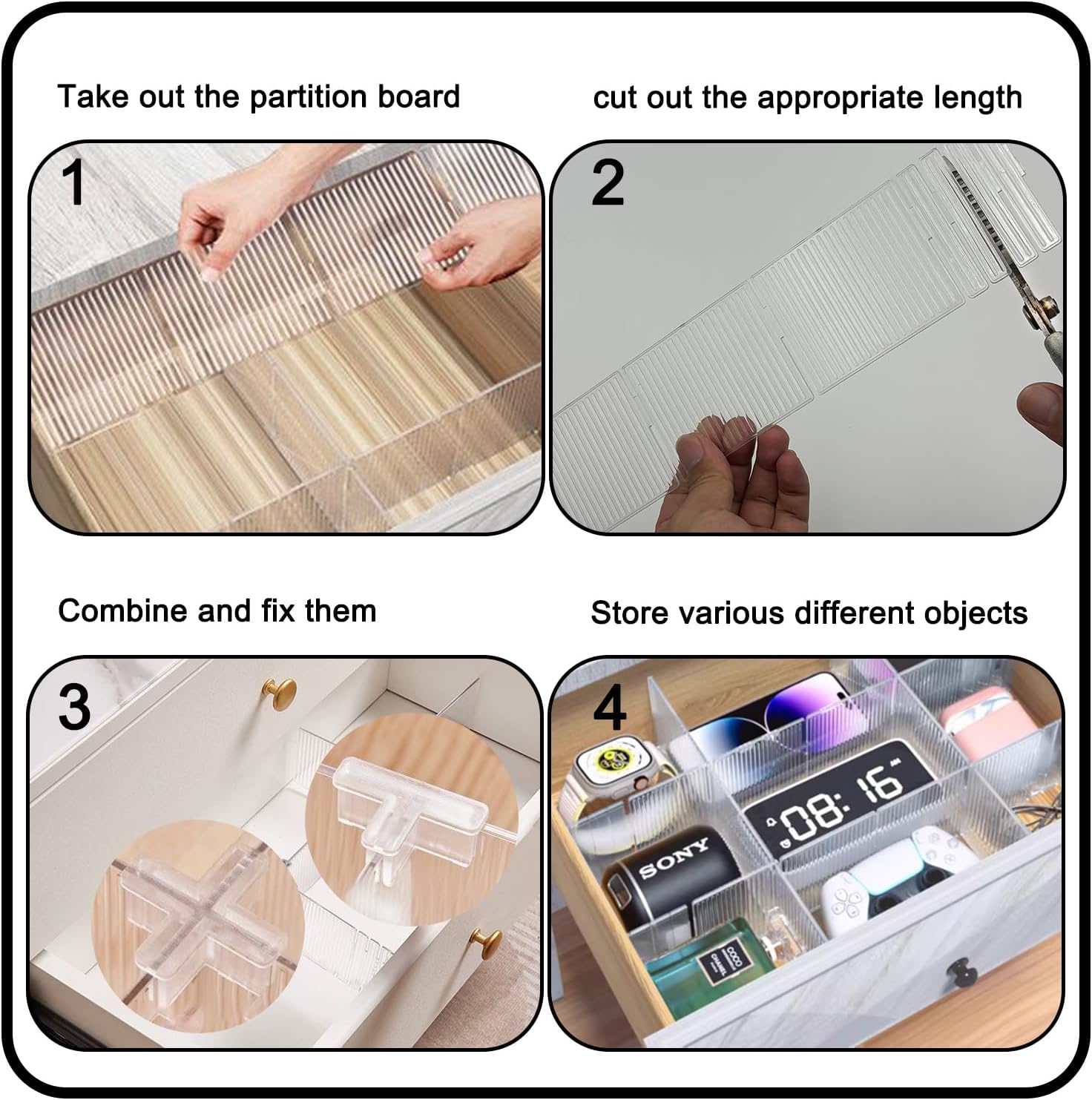 Wall-Mounted Underwear and Sock Organiser with Compartments for Wardrobes, Drawers and Space-Saving Clothing Storage, Transparent — image 3