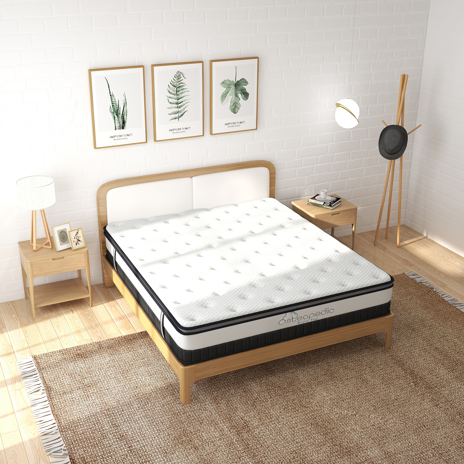 Osteopedic Euro Top Mattress Pocket Spring Medium Firm Hybrid Design Bed 30CM - Single - White — image 4