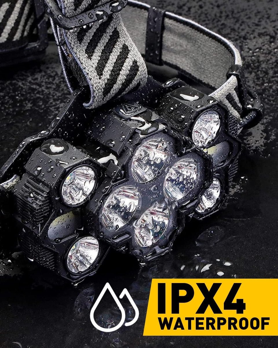 Headlamp - Rechargeable LED Headlamp - 10 LEDs - Extra powerful - 1000 lumens - 150-meter beam distance - Adjustable — image 3