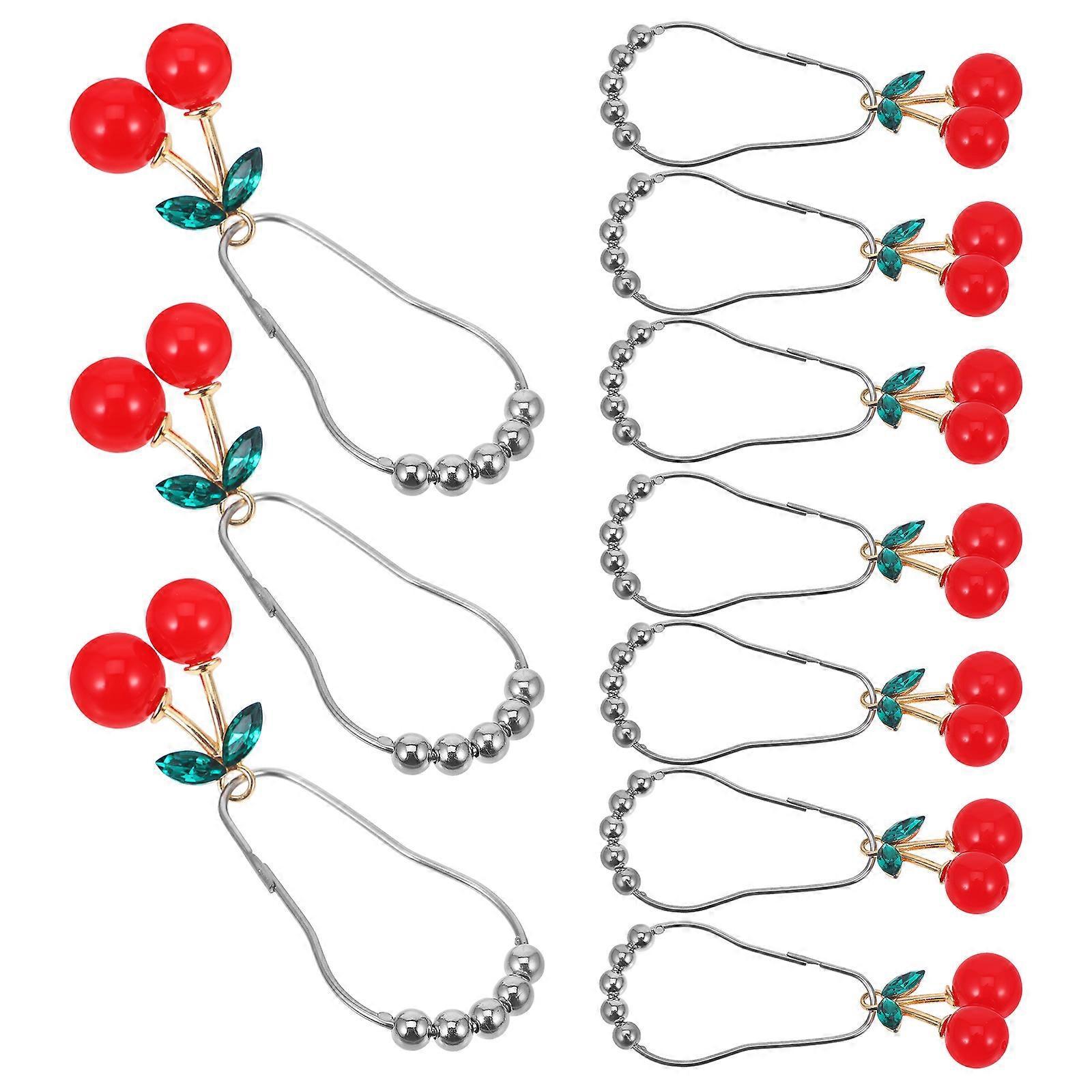 12pcs Cherry Design Shower Curtain Hooks Rings Decorative Curtain Hanger Hooks โ image 4