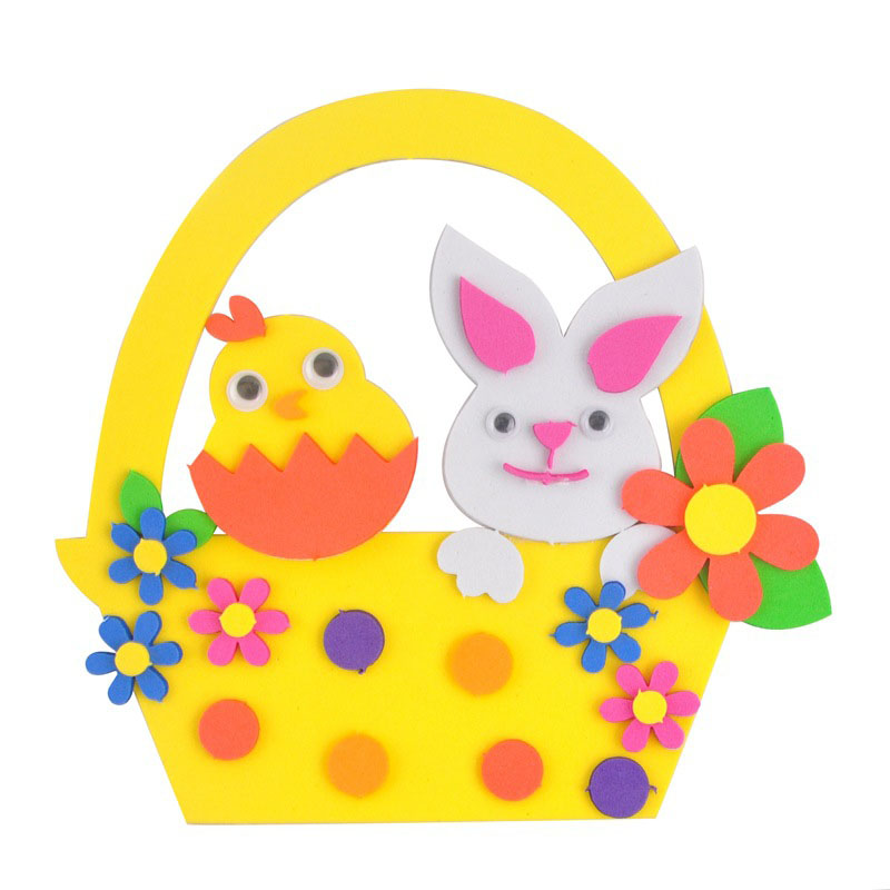5-Pack The Chick and the Rabbit Easter EVA Craft Basket Kit – DIY Creative Art & Craft Supplies for Kids, Perfect for Parent-Child Activities and Holiday