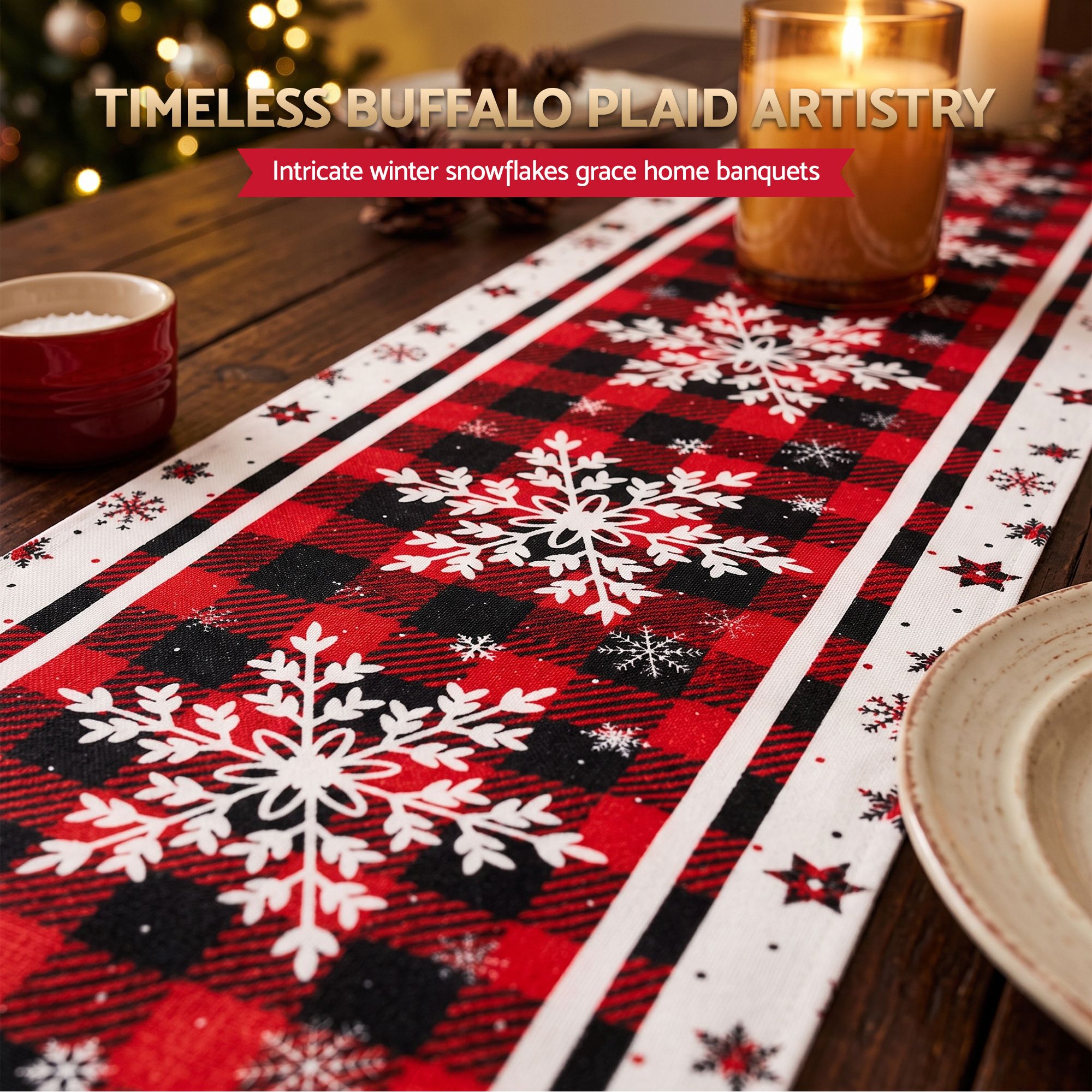 Jingle Jollys Christmas Table Runner Snowflake 190x32CM Dining Party Decor Linen — image 4