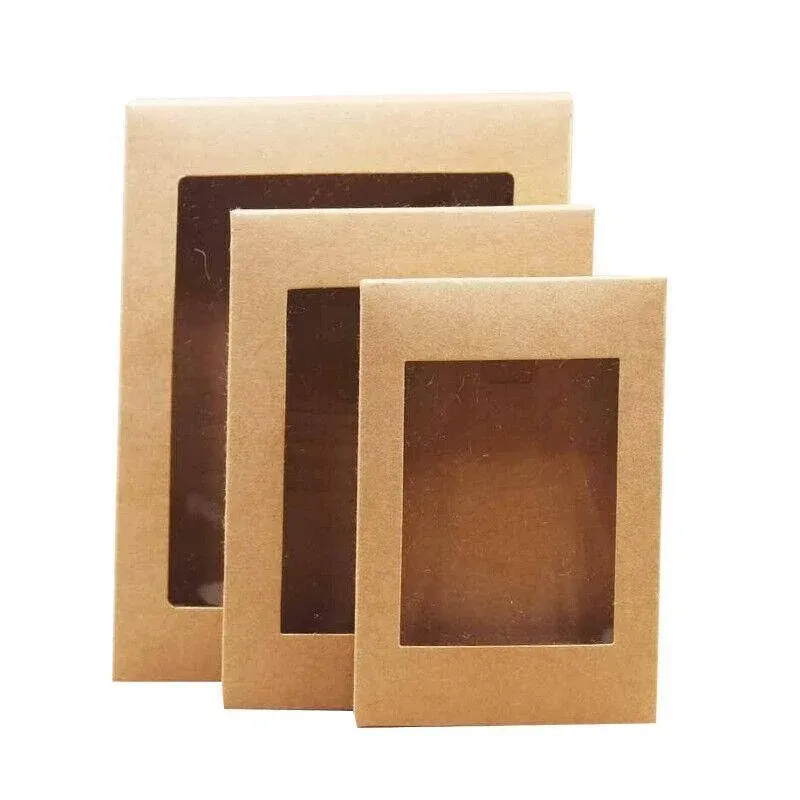 10 Pack Kraft Paper Boxes with Window Disposable Cardboard Gift Catering Trays - 20 × 15 × 5CM — image 3