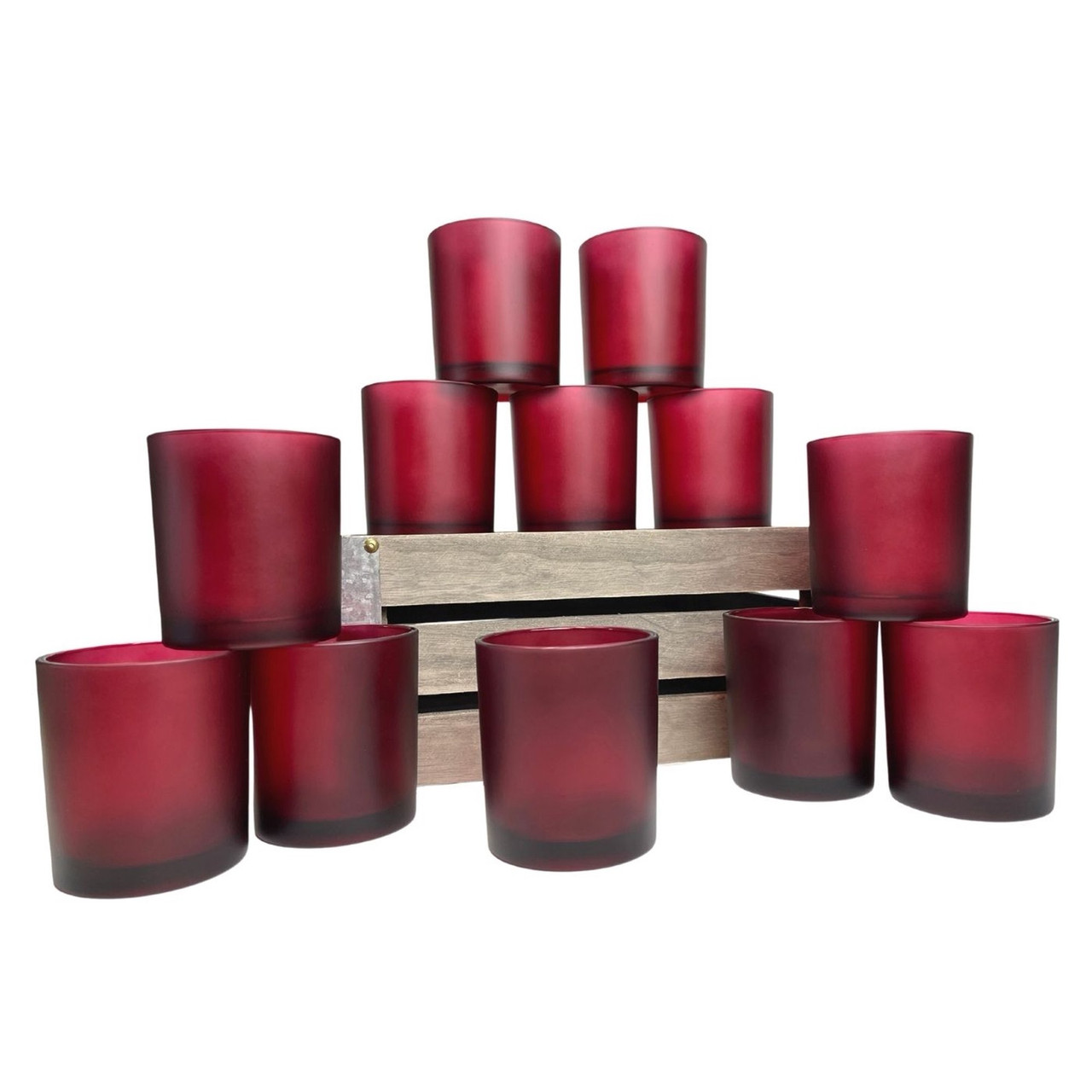 10 Pack Red Frosted Glass Votive Tealight Candle Holders Valentines Day Xmas Wedding Decor Glass Candlestick Party Decorations Bridal Baby Shower Event — image 2