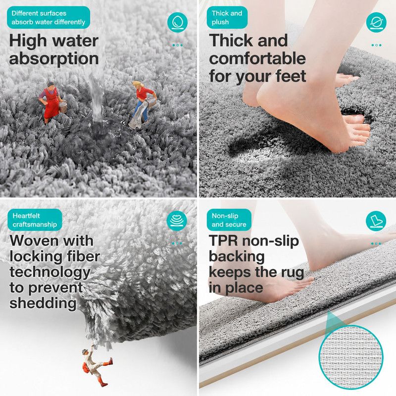 Ultra-soft and absorbent bathroom mat | 3.5cm thick, antibacterial and non-slip TPR material, machine washable, quick-drying, suitable for showers, bathtubs — image 5