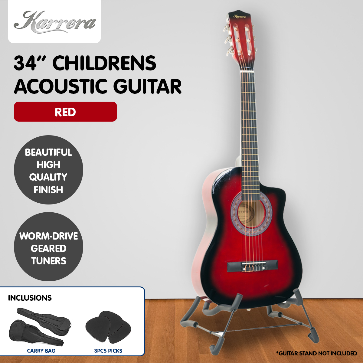 Karrera Childrens Acoustic Guitar Kids - Red β image 6