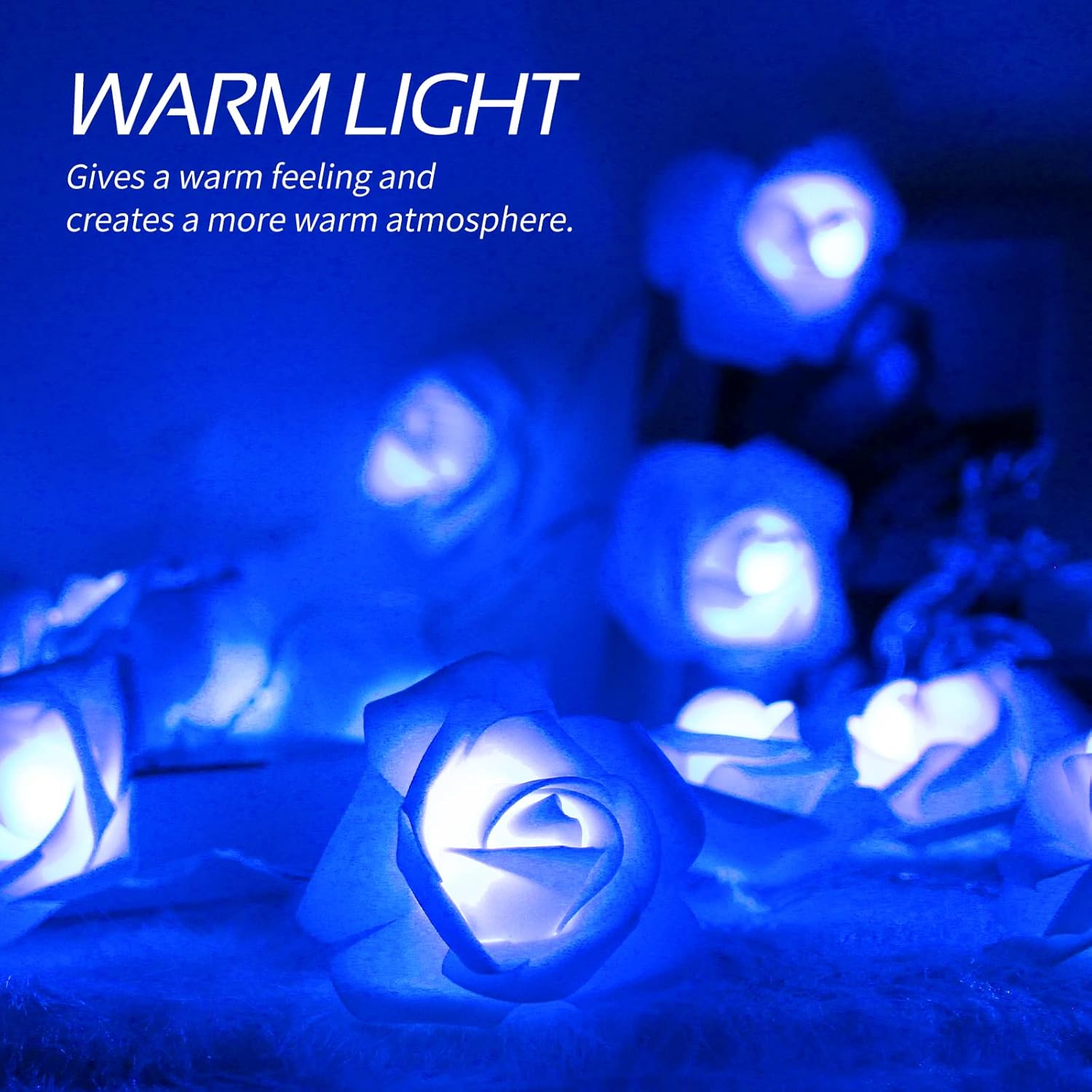 1 Piece Blue Rose LED Fairy Lights for Bedrooms, Weddings and Party Decor, Decorative Flower String Lighting for Indoor Ambience — image 5